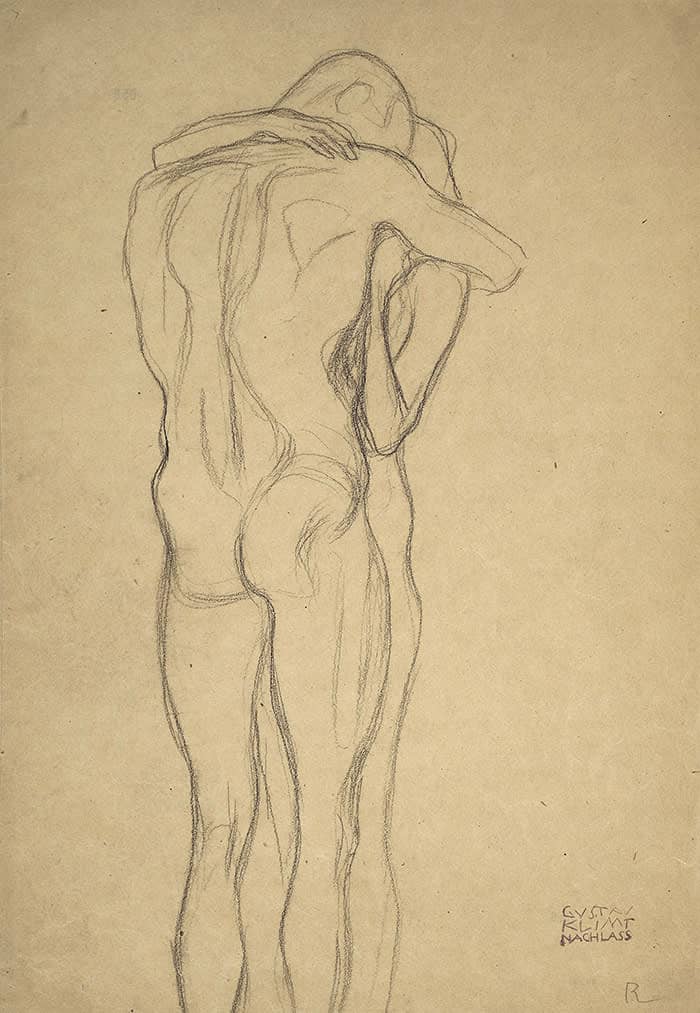 Two Nudes Embrace by Gustav Klimt